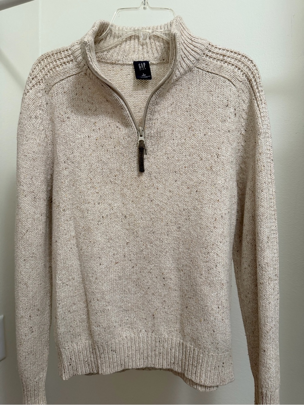 GAP Cream Speckled Half-Zip Sweater